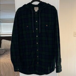 Men's Scotch Plaid Flannel Hooded Shirt, Slightly Fitted